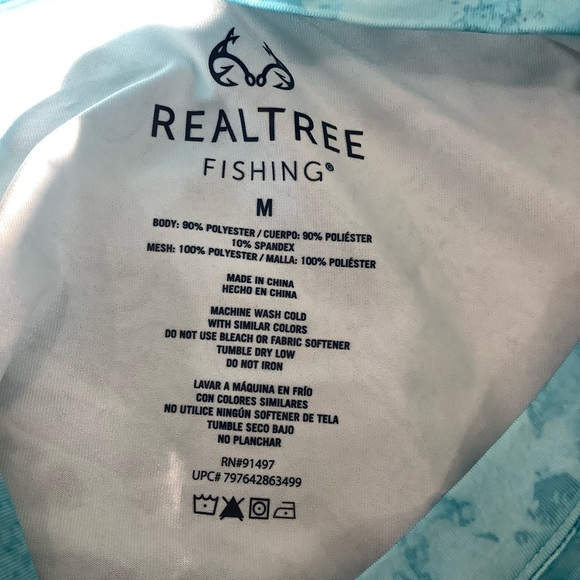 Real Tree Wave Long Sleeve Performance Tee Fishing Light Blue - Picture 6 of 7